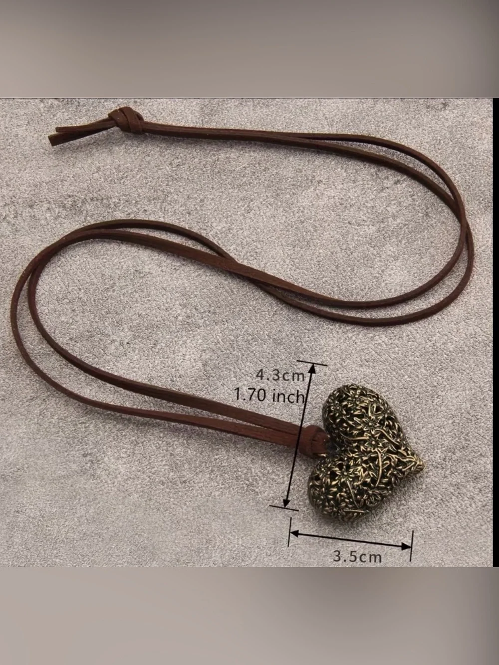 Western Heart Necklace Brown Faux Leather Heart Pendant Necklace